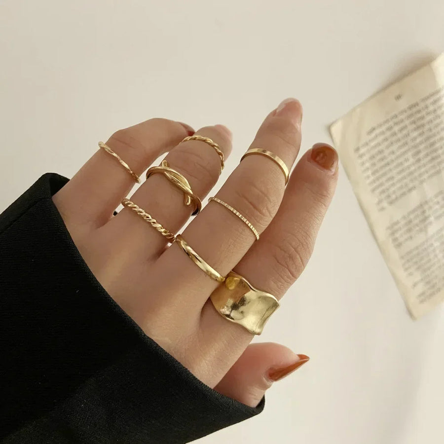 Dailychicha Metal Ring Set — 8-Piece Stack, Every Mood Covered